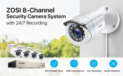 ZOSI H.265+ Full 1080p Home Security Camera System,5MP Lite CCTV DVR Recorder 8 Channel and 4 x 2MP 1080P
